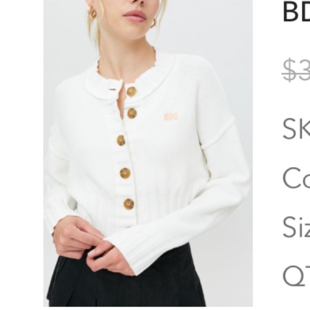White BDG crop sweater size small